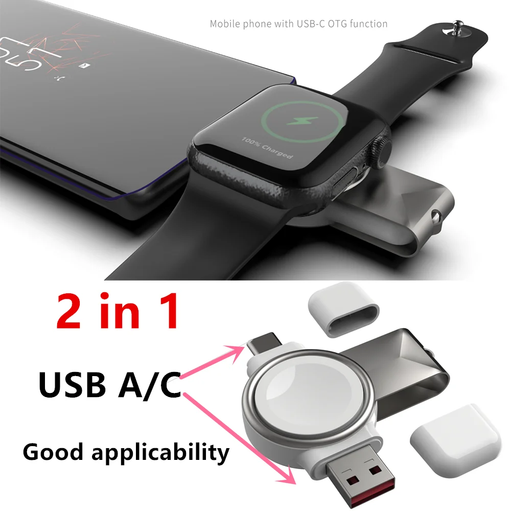 t304 qi magnetic charger for apple watch 7 6 5 4 se portable fast 2 in 1 wireless charging dock station for iwatch series se7 1 free global shipping