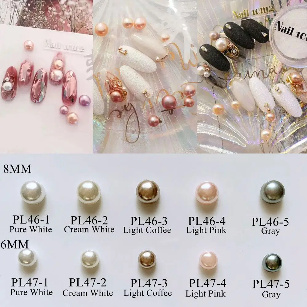200 шт./пакет 6 мм/8 мм искусство ногтей с плоским основанием украшение из жемчужин