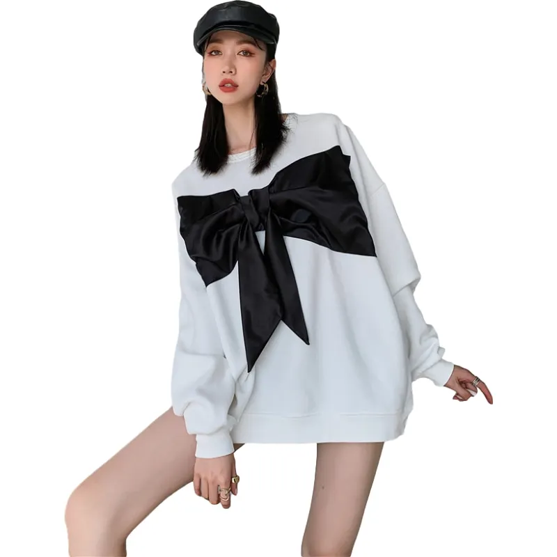 Корейский нишевый дизайн модные бархатные свитшоты с бантом для женщин весна 2020