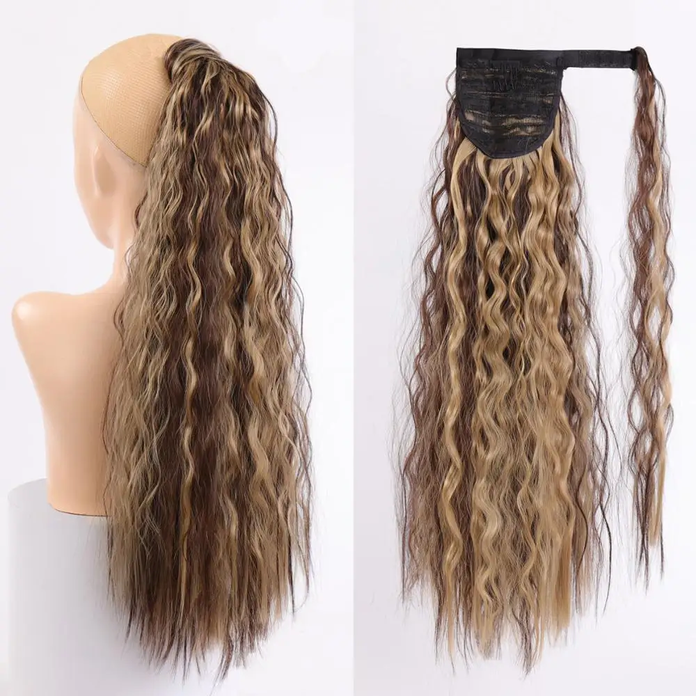 WEILAI длинные прямые и кудрявые синтетические зажимы для конского хвоста на