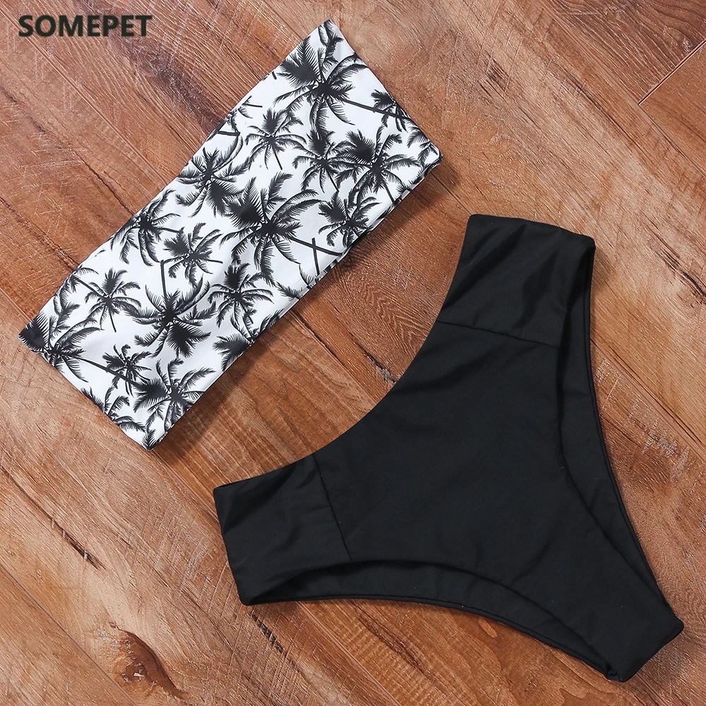 

Push Up Swimsuit 2021 High Waist Bikini Set Hot Bandeau Bikini Women Strapless Swimwear Female Bathing Suit Leopard Sexy Biquini