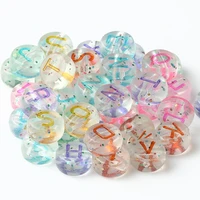 200pcs transparent sequins acrylic beads multi color 26 alphabet bead loose spacer letter beads for jewelry making diy bracelet