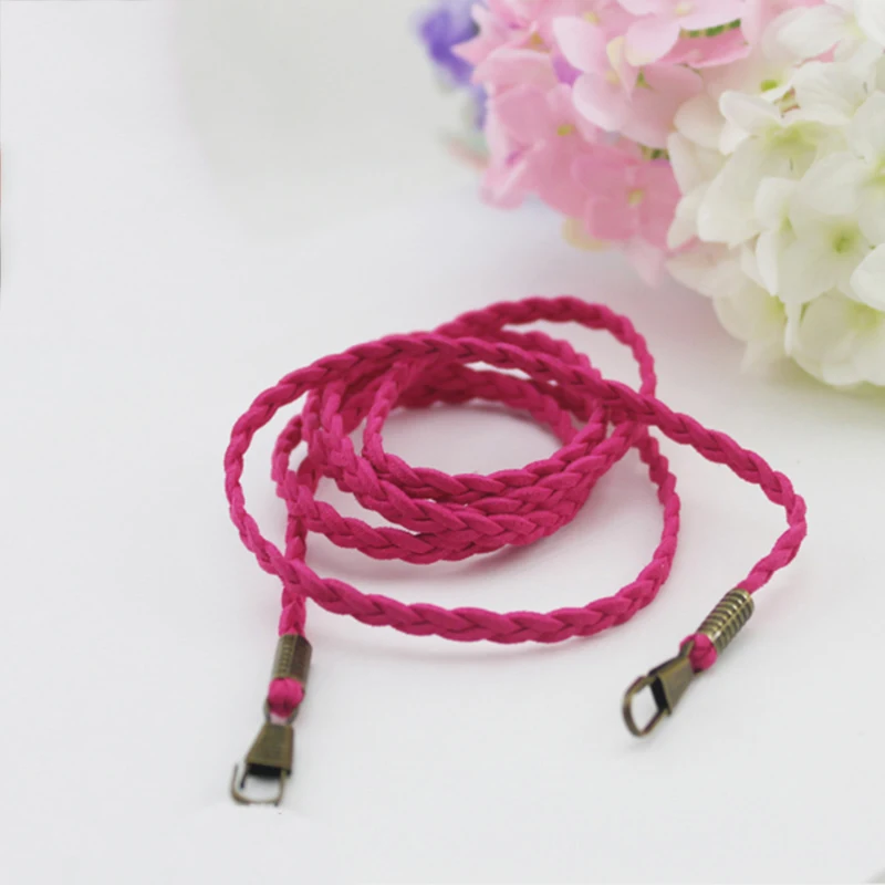rose red 1 шт. 120 см тонкий конфетных цветов Плетеный ремешок на цепочке Замена для DIY женский кошелек сумка через плечо аксессуары Высокое качество - Цвет: rose red