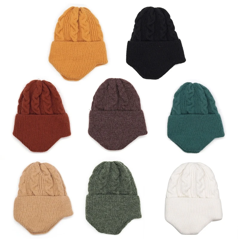 

Simple Fashion Solid Color Knitted Hat Warmth Thickened Curling Knitted Cap Wild Personality Outdoor Trend for Men Women
