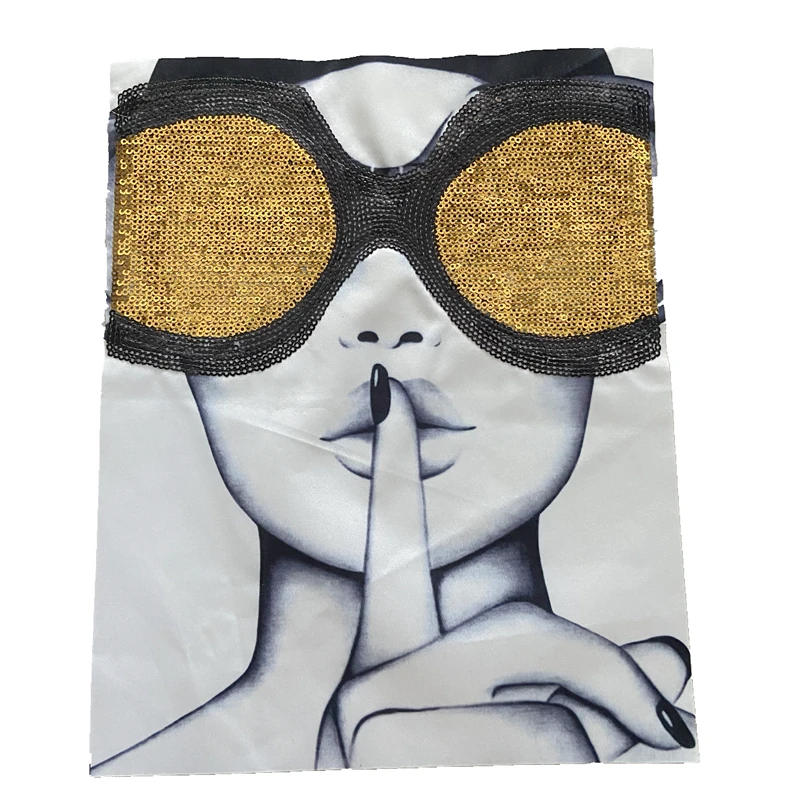 

Large 3D Printed Fashion Girl Patches Supplies for Coat T-shirt Jeans Decorative Sew on Sequined Beauty Embroidery Appliques