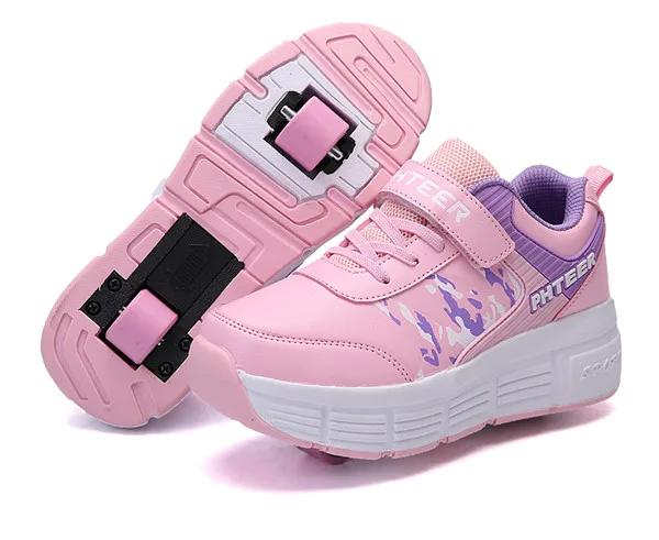 Two wheels Pink Европейские размеры 31-42; детская обувь на роликовых коньках; Детские кроссовки с одним/двумя каблуками; обувь на колесах для мальчиков и девочек; Повседневная обувь для взрослых мальчиков - Цвет: Two wheels Pink
