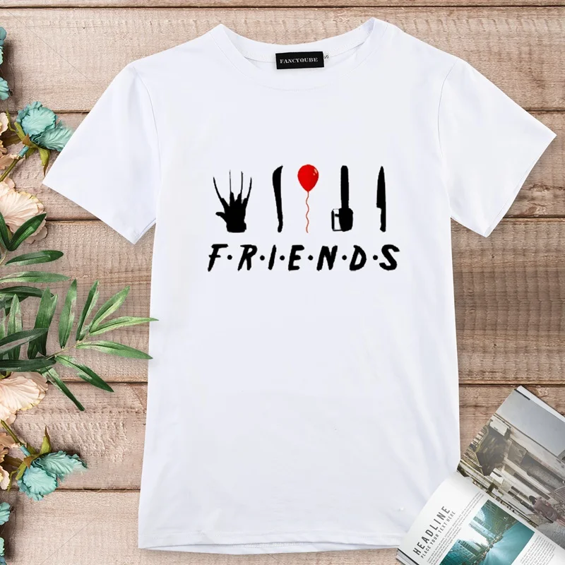 Футболка с готическим рисунком Friends Tee Harajuku женская футболка с буквенным принтом с коротким рукавом и круглым вырезом Женские топы