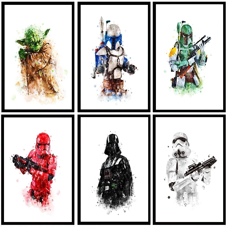 

Wall Art Movie Home Decor Hd Printed Star Wars Modular Picture Posters Watercolor Canvas Painting For Bedroom Artwork No Frame