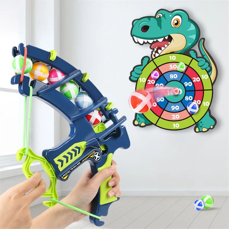 

QWZ Dinosaur Creative Throw Sports Board Games Slingshot Target Sticky Ball Dartboard Montessori Basketball Christmas Gift