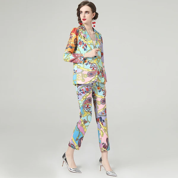 Женский Дизайнерский Костюм из 2 предметов повседневный блейзер с длинным