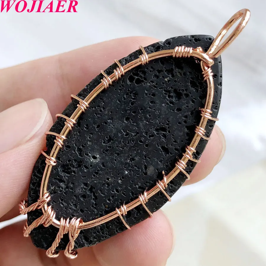 

Wholesale 5pcs Lava Natural Stone Pendants Charm Marquise Shape Wire Wrapped Tree of Life Volcanic Rock pendant(NO Chain) PBV912