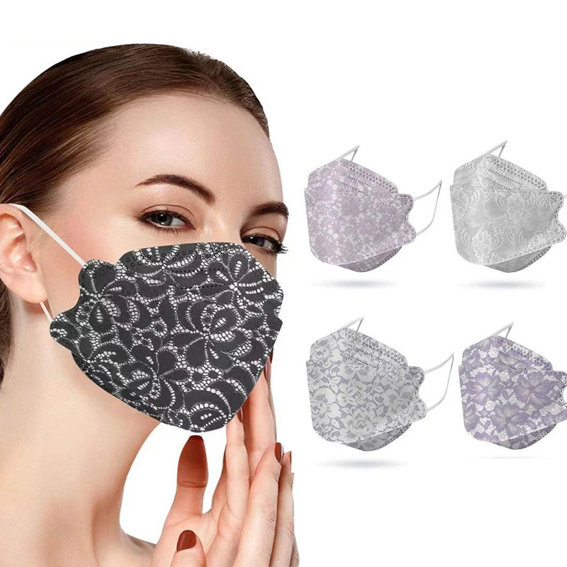 

Women's 10pcs Willow-shaped Disposable Mask Retro Floral Print Dustproof Mouth Caps Nose Design 3D Protective Adult Mask Shield