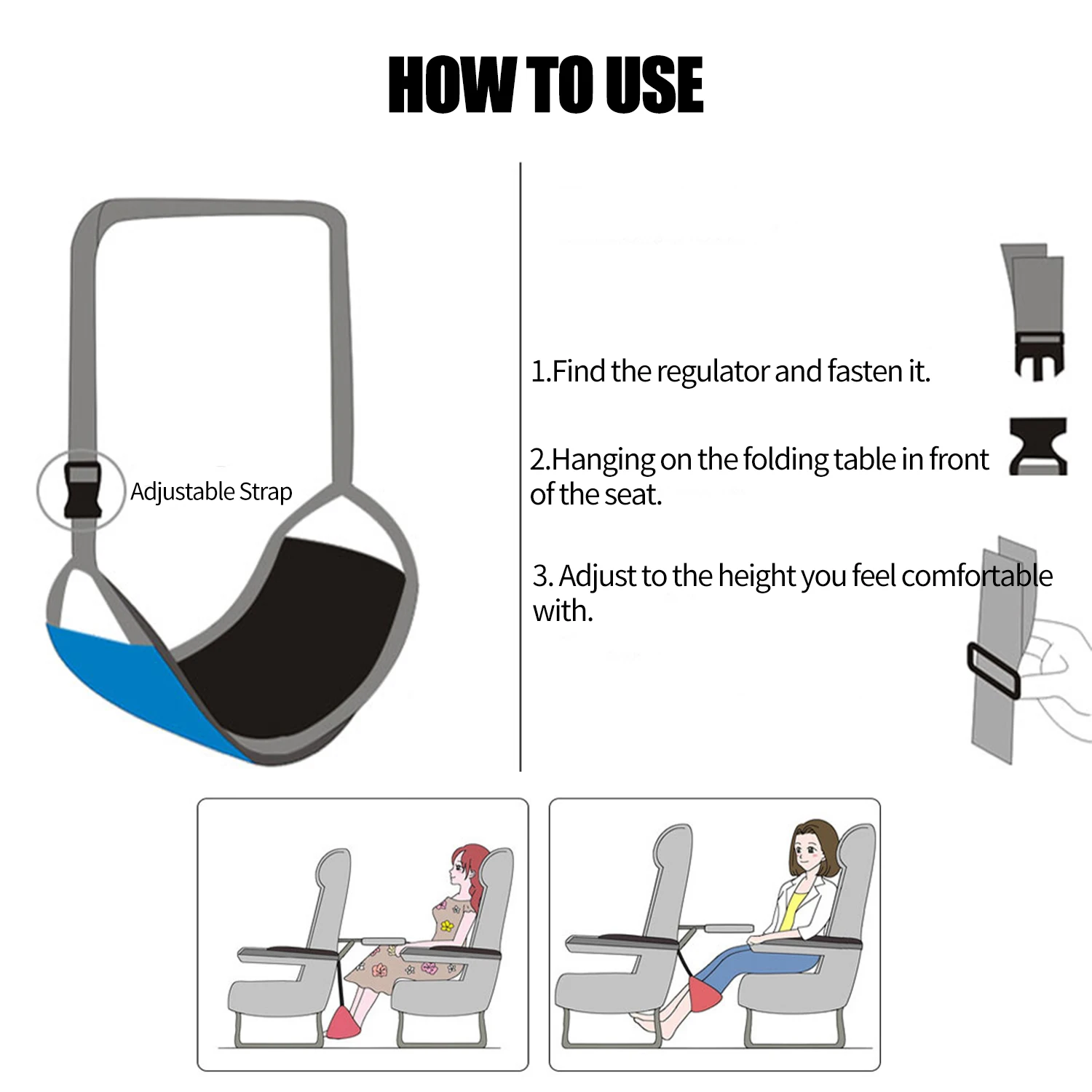 

1 PC Comfy Hanger Travel Airplane Footrest Hammock Made with Premium Memory Foam Foot Resting Hammock for Travel Leg Hammock