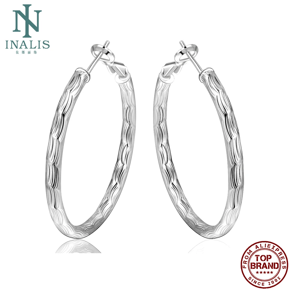 

INALIS Fashion Silver Plated Earrings Creative Round Earrings For Women Delicate Romantic Wedding Party Jewelry Hot Gift 2021