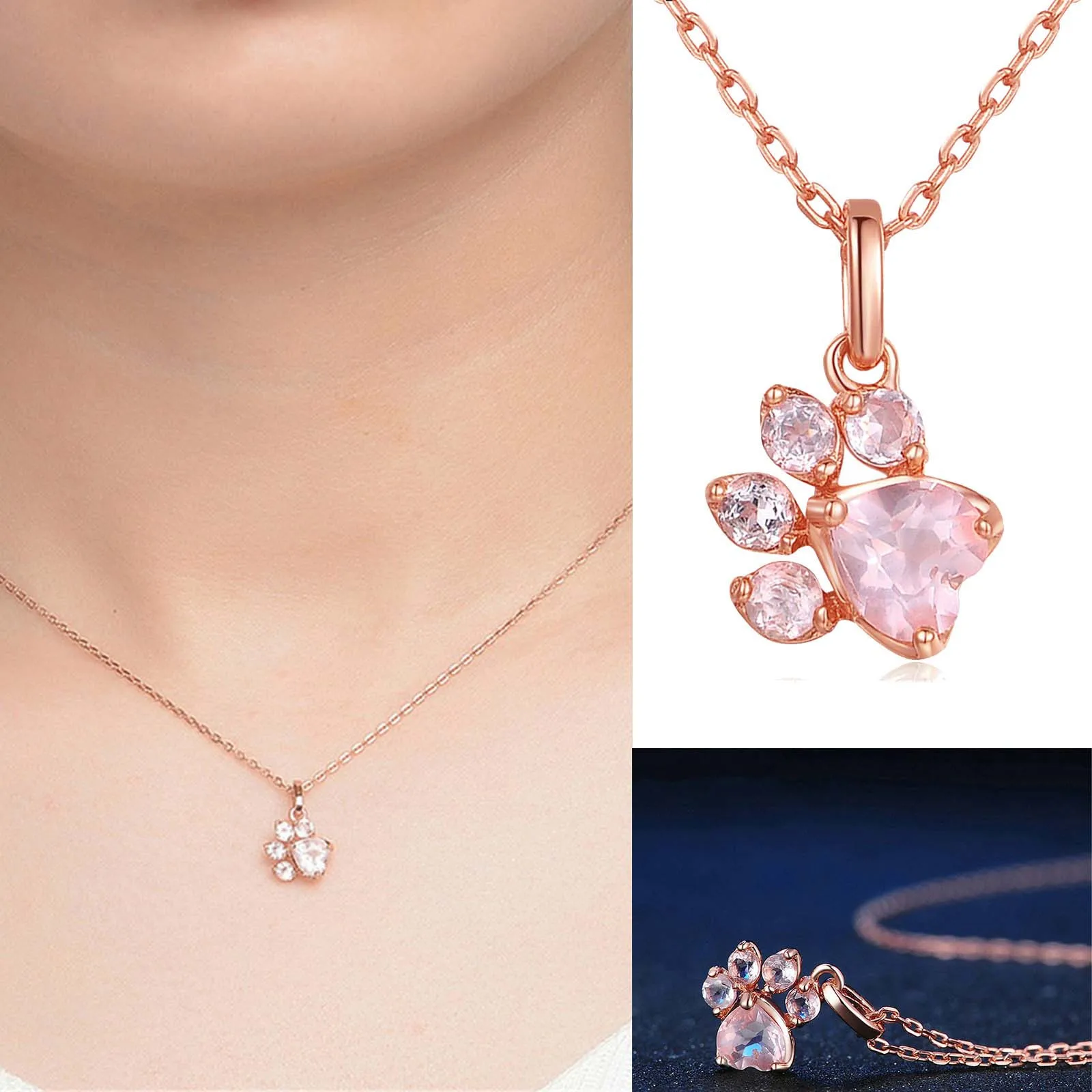 Ожерелье модное со стразами пирсинг с принтом ног Ювелирные изделия из розового