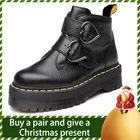 Женские кожаные ботинки martens DEVON HEART, ботинки на платформе, ботильоны, ботинки с личи, флисовая обувь Nappa, увеличивающая рост