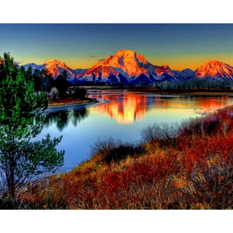 Diy масляная краска ing по номерам высокий горный закат пейзаж Холст раскраска