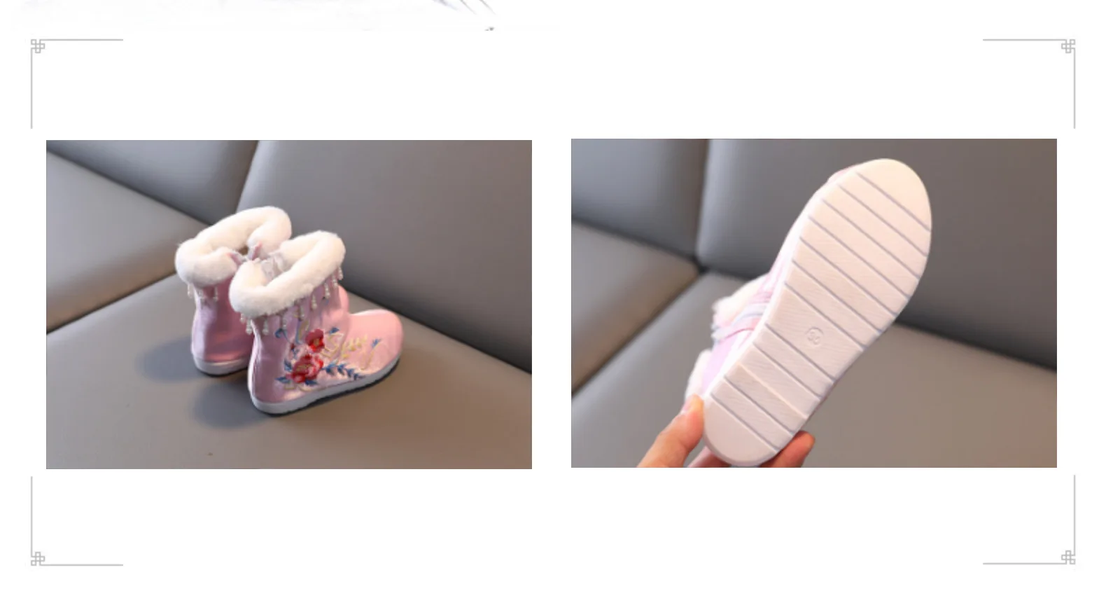 Ботинки с вышивкой для девочек осенне-зимние ботинки Hanfu детская Тканевая обувь