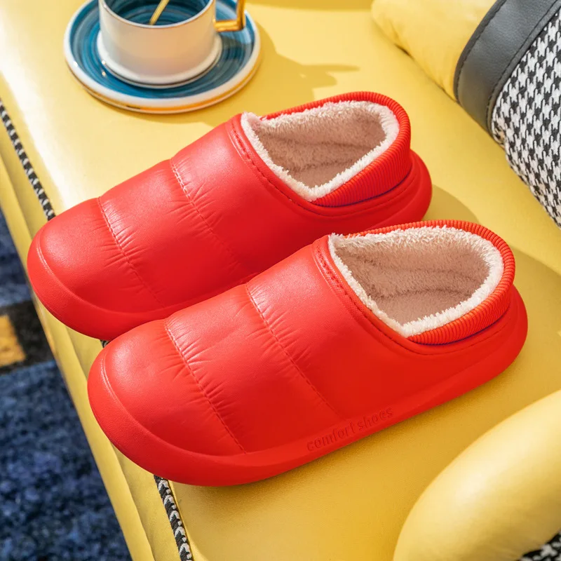 2022 New Bag Heel Waterproof Cotton Slippers Cotton Warm Indoor Non-Slip Indoor Ladies Home Couple Thick-Soled Winter Slippers