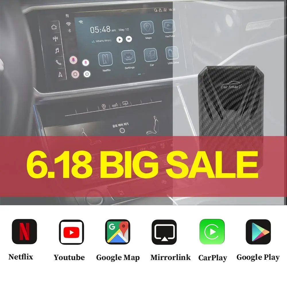 Новый беспроводной ключ Carplay Ai Box на Andorid для Audi Benz Vw Volvo Porsche Honda Ford Lexus Mazda Kia Jeep с Apple