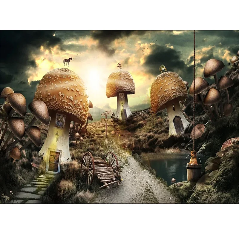 Большой гриб домашний декор полностью квадратная Алмазная вышивка 5D Diy картина