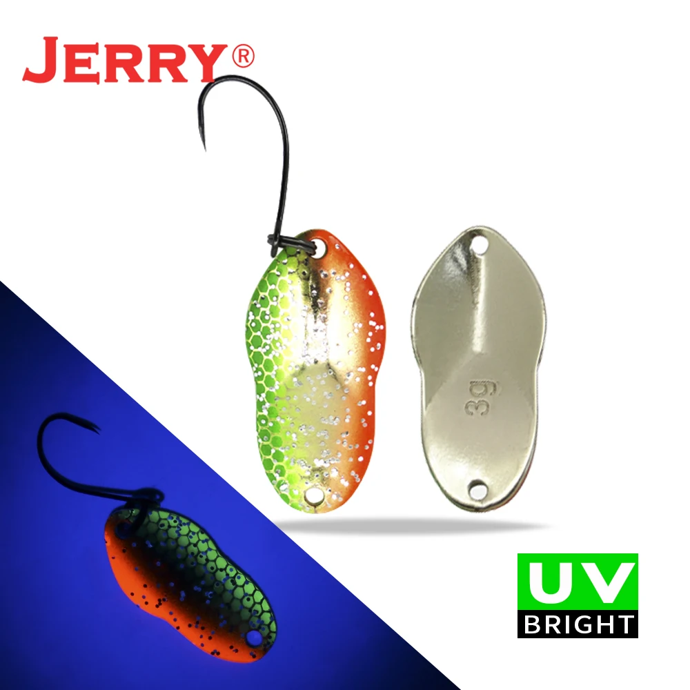 green orange gold Jerry 2 г 3 г микро рыболовные приманки сверхлегкие латунные металлические жесткие приманки один крючок пресноводная зона форель Щука окунь ложка безделушка pesca - Цвет: green orange gold