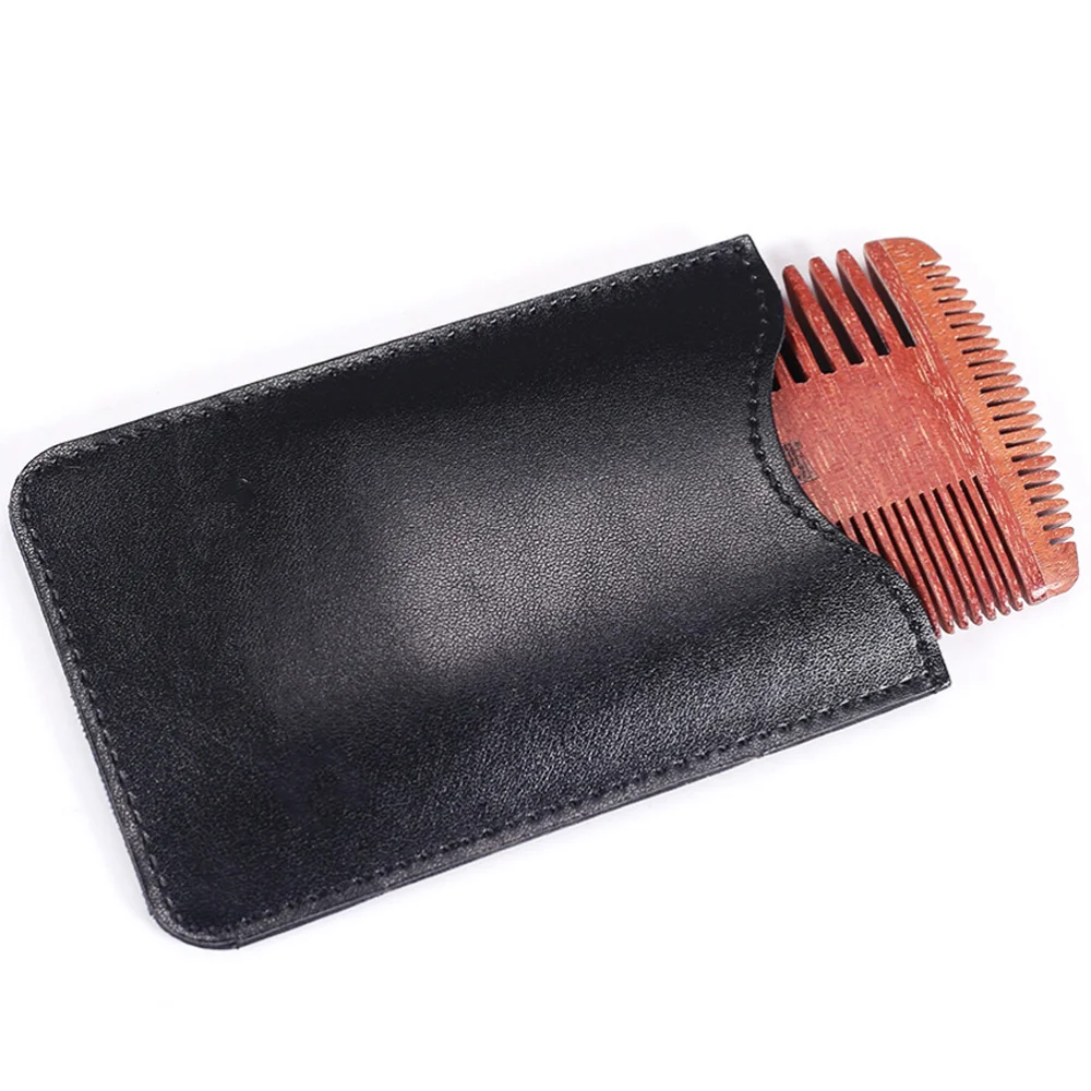 

Four-Sided Beard Comb Wood Mustache Comb Anti Static Beard Comb Beard Styling Comb with a Storage Bag Black