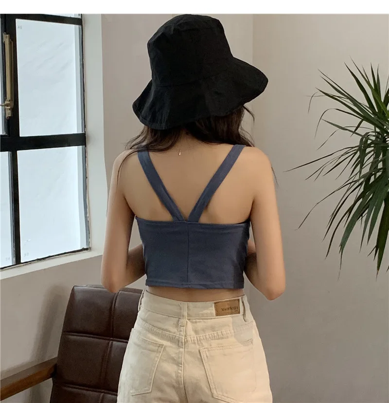 

Korean Tank Top Sexy Streetwear Cropped Top China (Mainland) Casual Solid