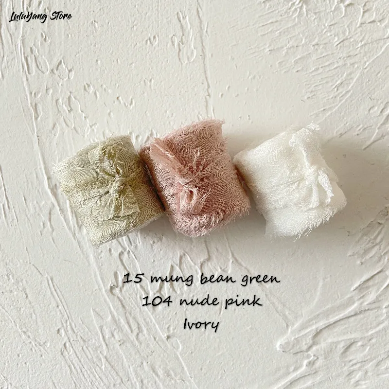 3 рулона натуральной чистой шелковой ленты с вышивкой потертые края шелковый