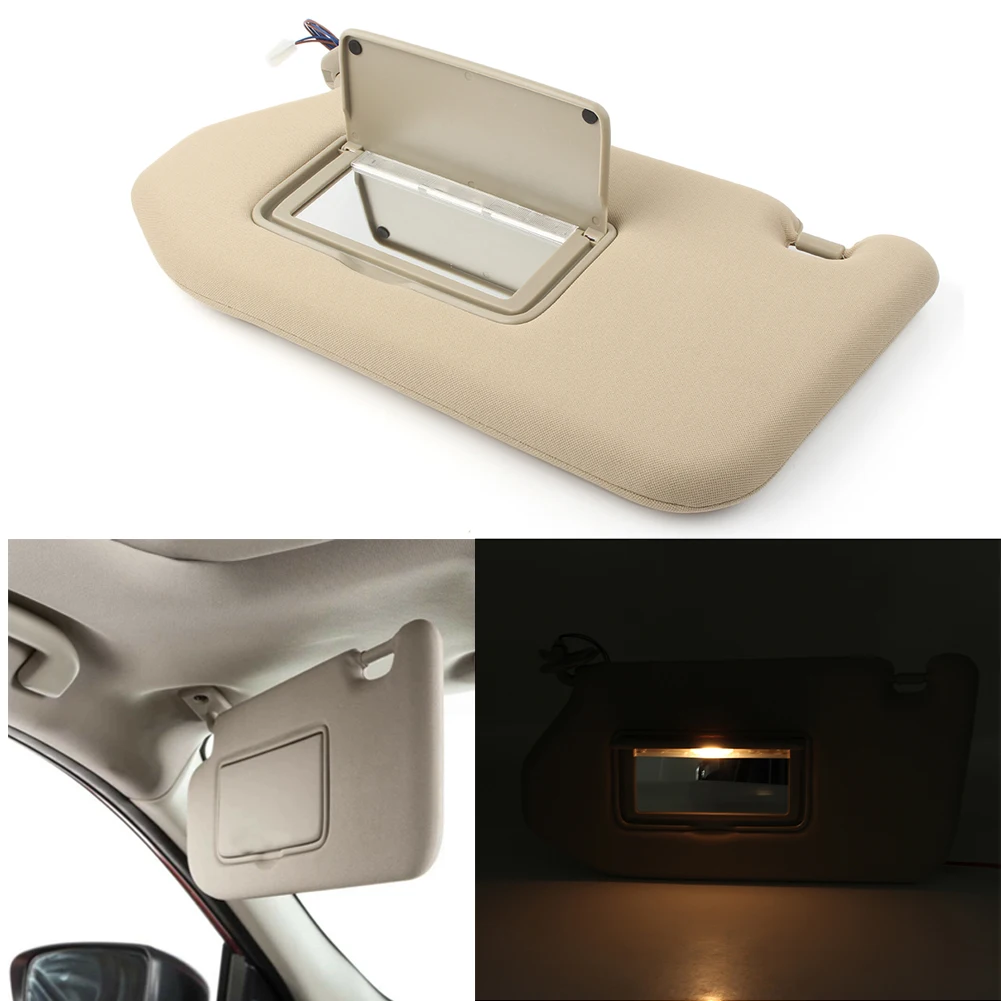 

Tan Car Sun Visor w/ Light Left Driver Side Sunshade Shield for Nissan Pathfinder 2013-2018 & Infiniti QX60 2014-2017 JX35 2013