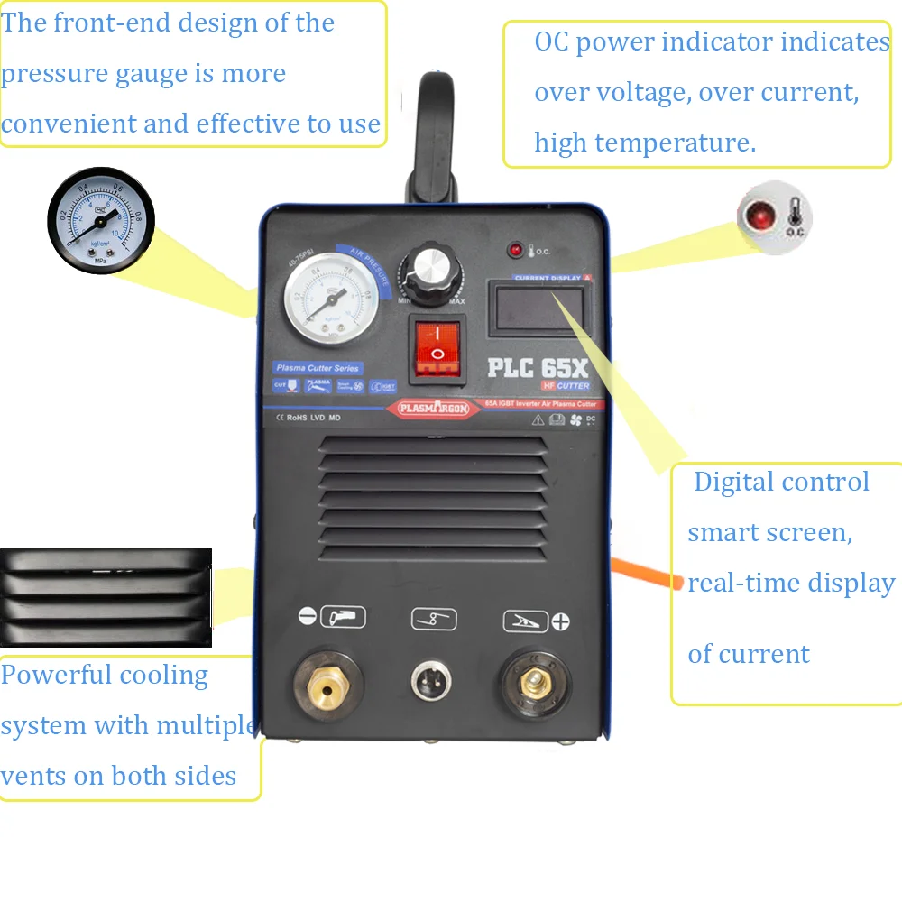 IGBT плазменный резак Pilot Arc PLC 65X DC Air Цифровой инвертор 110/220 В 1-14 мм чистая резка |