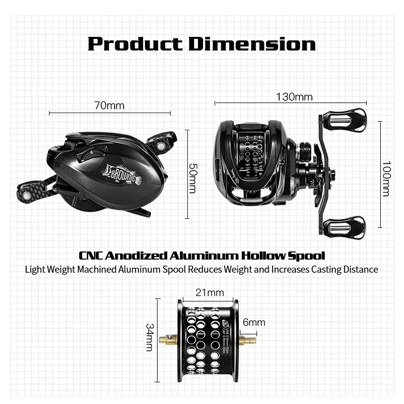 

Super Light Baitcasting Fishing Reel BFS Bait Finesse Carbon Serie BMC100 150g Magnetic Brake System8.1:1Gear Ratio Fishing Coil