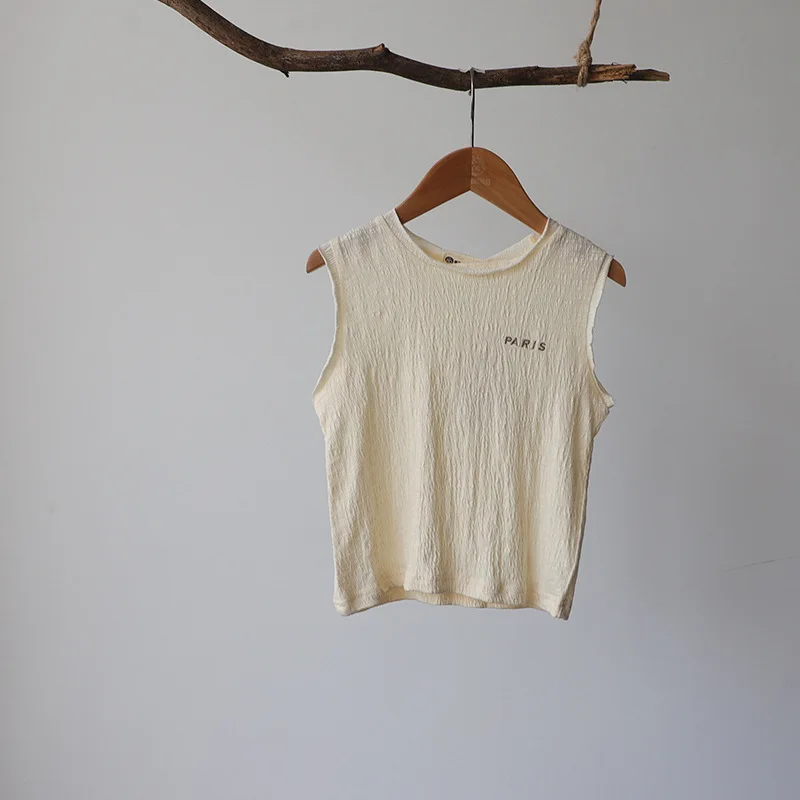 

Chinese Style Basic T-Shirt Age For 2 - 8 Years Baby Girls Korean Version Kid Tee Shirt 2021 New Summer Children Sleeveless Tops