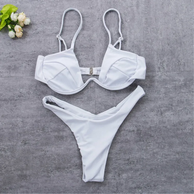 

2020 New Plain Slippers Sexy Bikini Multicolor Swimsuit Thong Swimsuit Classic Style Swimsuit Set High Elastic Quick Dry Bikini