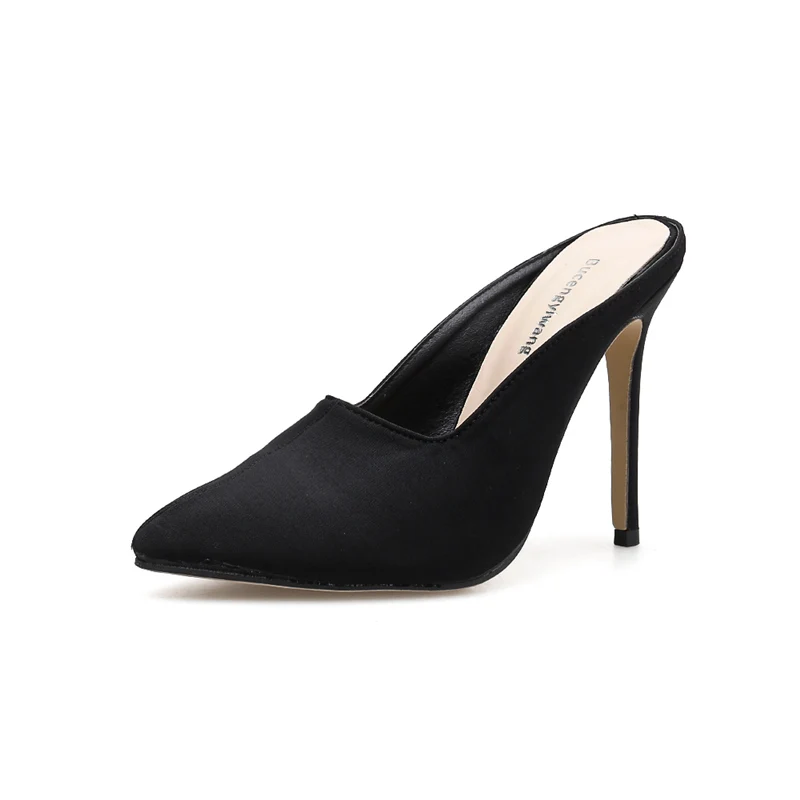 Летние шлепанцы с острым носком на высоком каблуке 11 см 2020 г. Пикантные