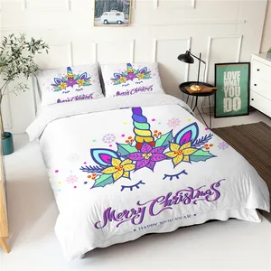 3d bedding sets unicorn pattern duvet cover bedroom clothes white color home textiles soft material king queen double size free global shipping