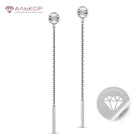 Женские серьги 2021 тренд из родированного серебра 925 с бриллиантом.