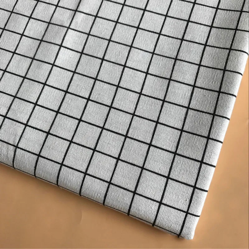 Plaid Series Geometric Patterns Printed Cotton Linen Fabric DIY Sewing Linen Cotton Fabric Canvas Material Tablecloth Pillowcase