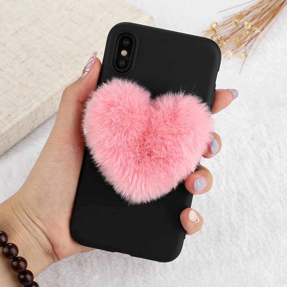 L-FADNUT для iPhone X Xr Xs Max 8 7 6S 6 Plus чехол Роскошный милый Силиконовый противоударный мягкий ТПУ плюшевый мех чехол для iPhone 5 5S se