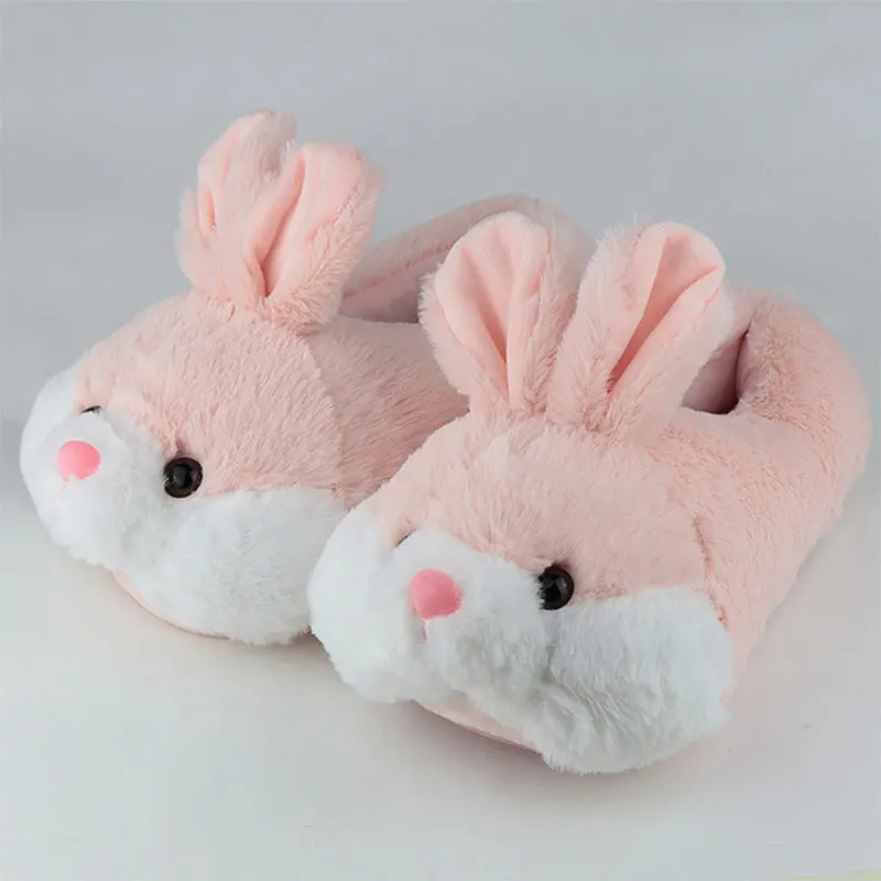Симпатичные женские тапочки с мехом кролика из флока короткие плюшевые домашние