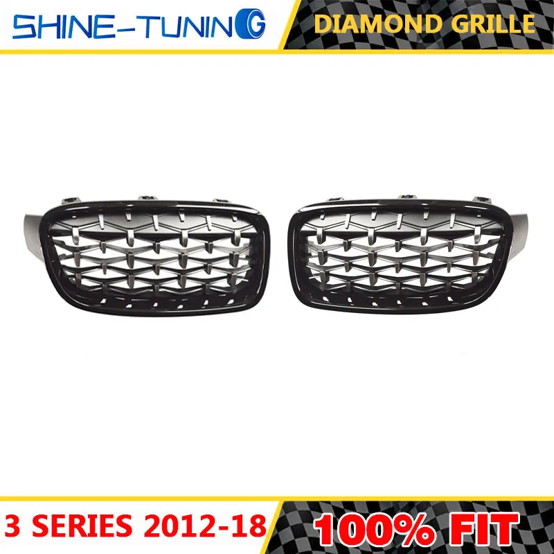Передняя ножевая решетка подходит для BMW 3 серии F30 2012 2018 diamond Grill Meteor Style гриль