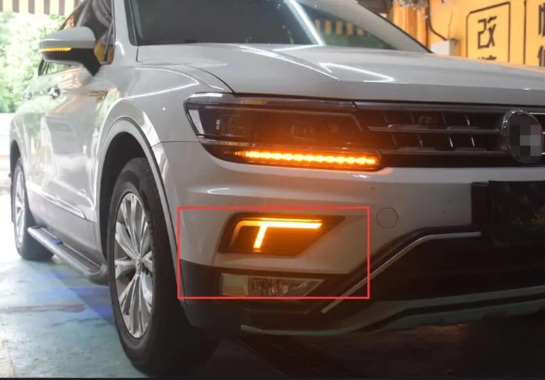 2 шт Автомобильный светодиодный дневной светильник для Volkswagen VW Tiguan 2017 2018 2019 LED DRL с