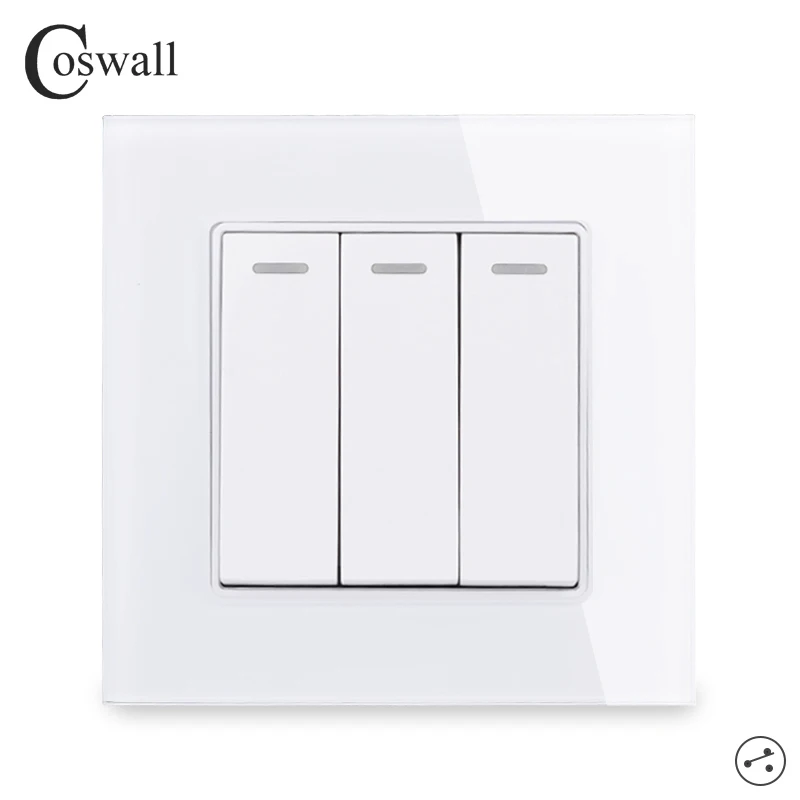 COSWALL 3 Gang 2 сторонний роскошный светильник из хрустального стекла переключатель