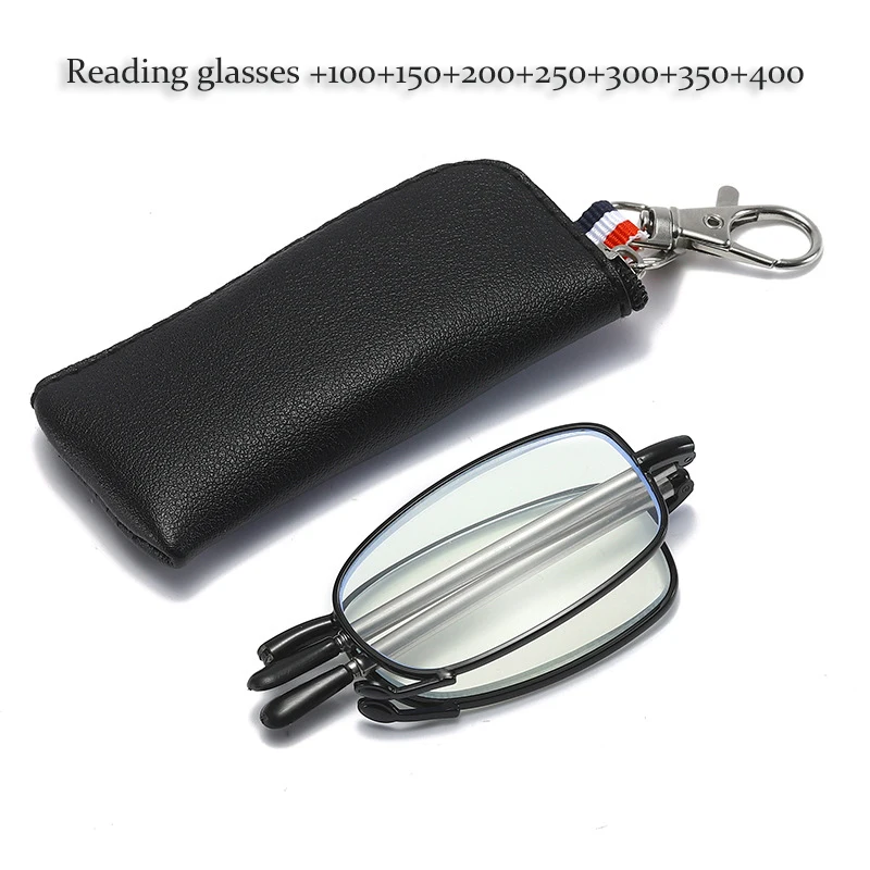 

+100~+400 Folding Reading Glasses With Case Women Men Blue Light Blocking Presbyopic Eyeglasses Computer Eyewear