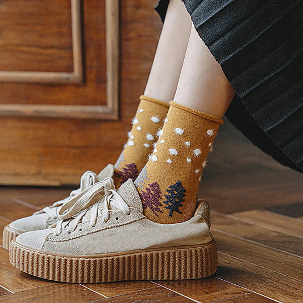 1 пара модных носков хлопковые носки средней длины повседневные рождественские в