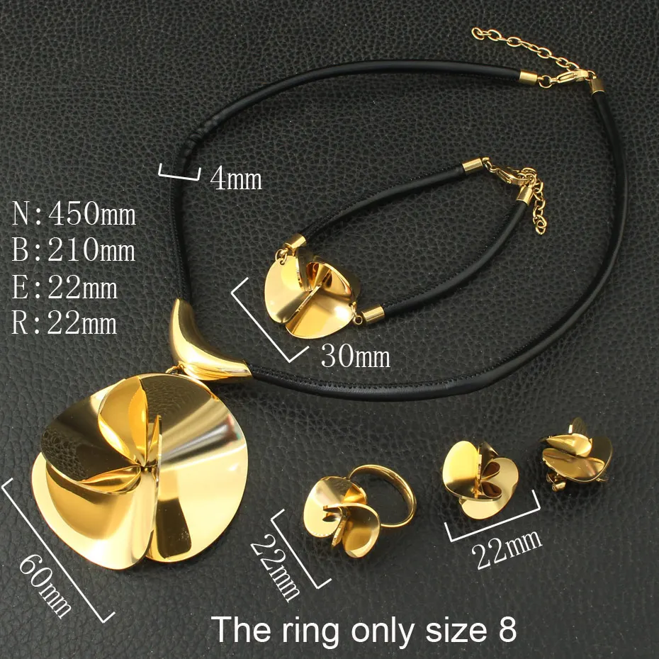 Женский комплект украшений ожерелье из нержавеющей стали 45 см с большим цветком