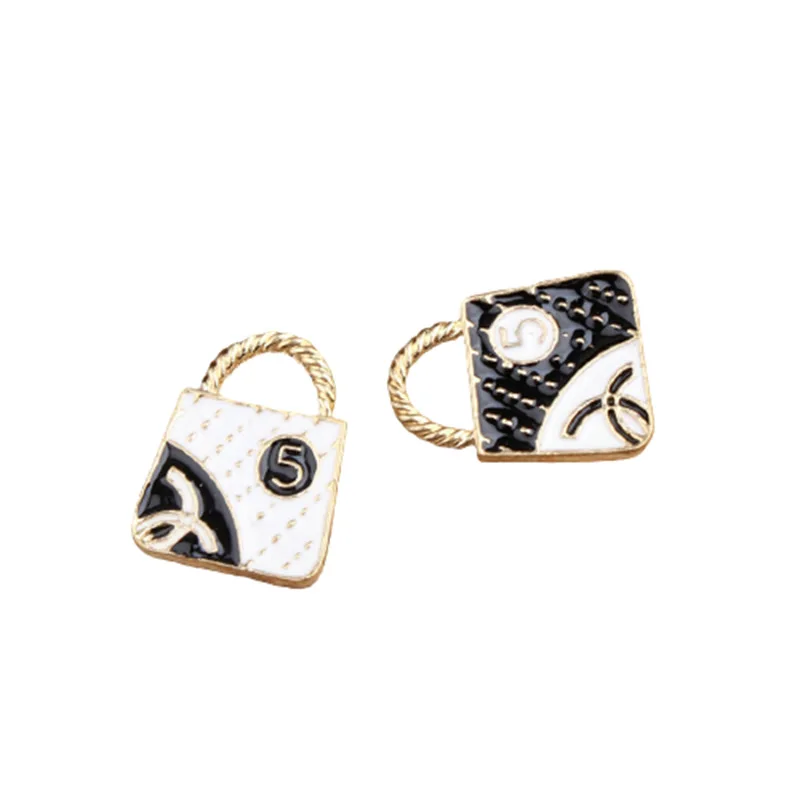 

10pcs/lot Small digital 5 square bag Enamel Charms Pendants Floatings DIY Jewelry Making Handmade Craft wholesale