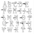 Высококачественные латунные серебряные запонки A-Z с 26 буквами, мужские блестящие звенья