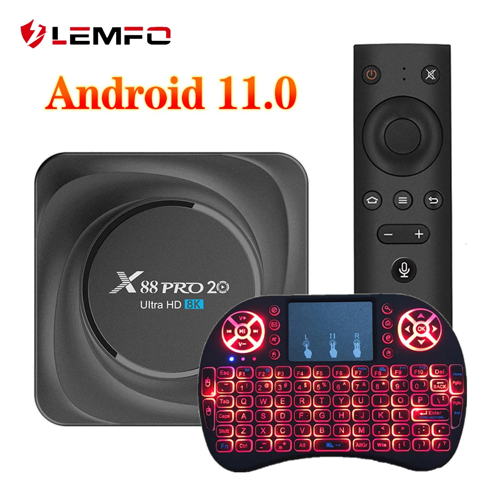 ТВ-приставка LEMFO X88 Pro на Android 11 8 3566 ГБ Wi-Fi Гугл игры TV Box 8GB RAM 128GB ROM 8K | Электроника