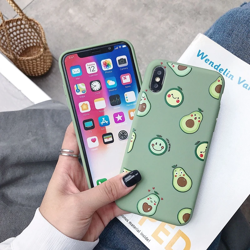 

Thin Soft Case For iPhone 7 8 6 6s Plus 5S Original Avocado Silicone Cover Candy Color Coque Capa For iPhone X Xs 11 Pro Max XR